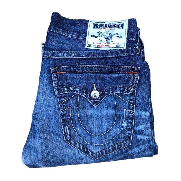 True Religion Jeans Size 34 BOOTCUT Blue - Picture 1 of 10